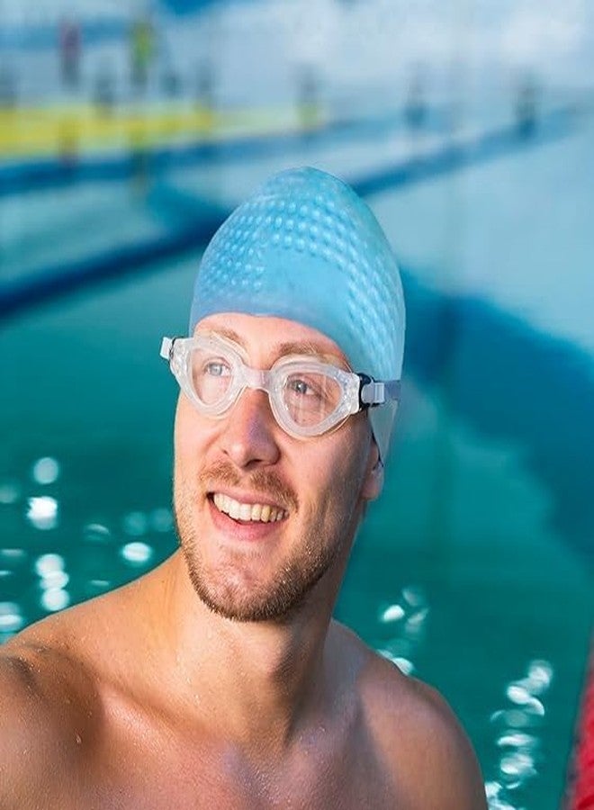 Jukusa Sports Non-Slip Highly Durable Silicon Swimming Bubble Cap for Long & Short Hair | Cover Head to Keep Hair Dry, Waterproof Swim Caps, Anti-Slip Comfortable High Elasticity - Blue (Pack of 1) - Image 2