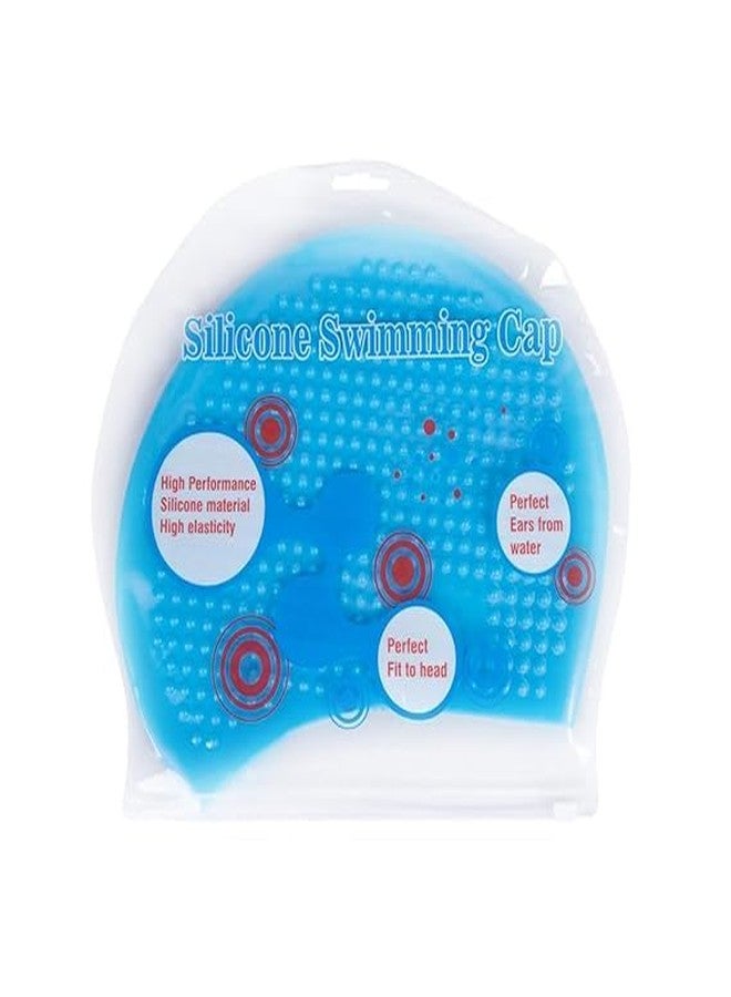 Jukusa Sports Non-Slip Highly Durable Silicon Swimming Bubble Cap for Long & Short Hair | Cover Head to Keep Hair Dry, Waterproof Swim Caps, Anti-Slip Comfortable High Elasticity - Blue (Pack of 1) - Image 5