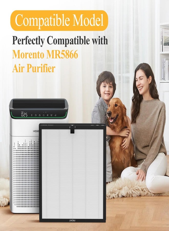 XBWW 2 Packs MR5866 Replacement Filter Compatible with Morento/FLANUR MR5866 Air Cleaner Purifier, 2-in-1 Filter, Basics Version White - Image 3