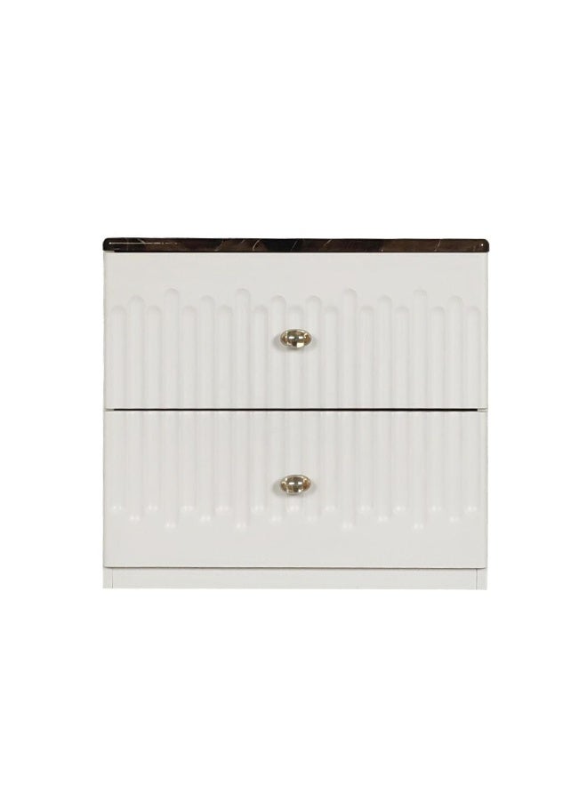 DANUBE HOME Naples 2 Drawers Night Stand Multifunctional Bedside Table Space Saving Night Stand Side Table Modern Design Furniture For Bedroom L54.7Xw39.6Xh50Cm - Beige/Stone - Image 2