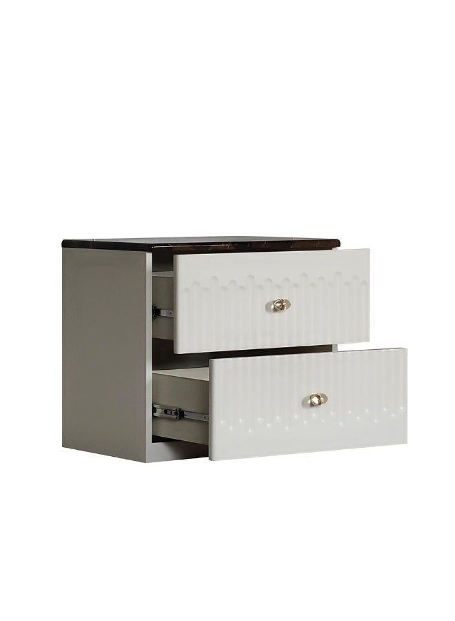 DANUBE HOME Naples 2 Drawers Night Stand Multifunctional Bedside Table Space Saving Night Stand Side Table Modern Design Furniture For Bedroom L54.7Xw39.6Xh50Cm - Beige/Stone - Image 4
