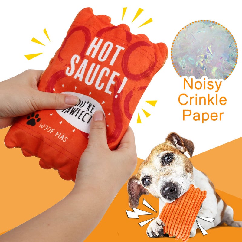Prime Pets Plush Dog Toys Set, 3 Pack, Crinkle Squeaky Dog Toys, Food Shaped Pet Toy for Small Medium Large Dogs, Stuffed Puppy Chew Toy - Image 4