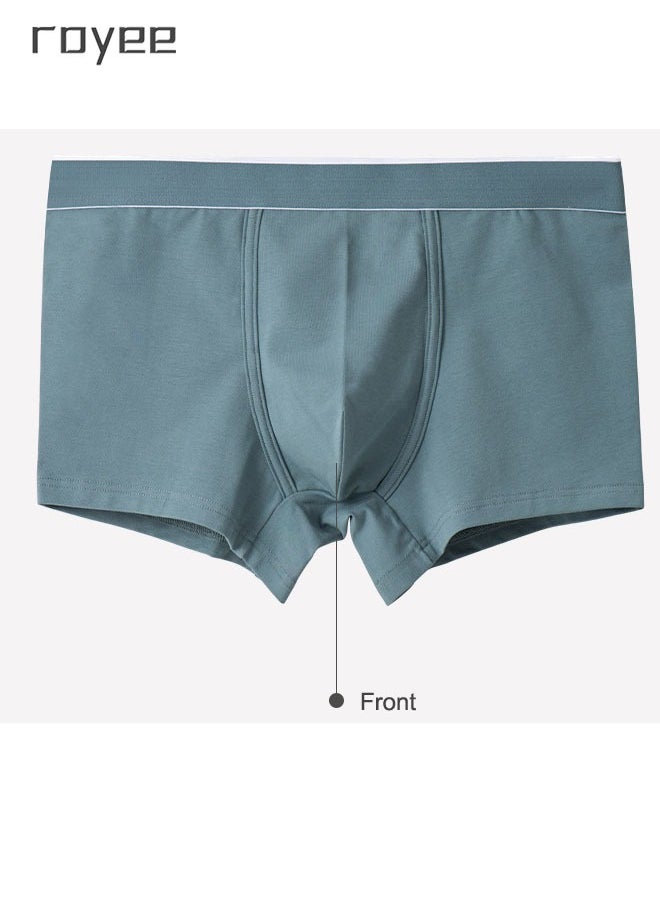 Royee - 4Pack Men's Underwear Cotton Pure Cotton Men's Flat Angle Underwear Medium Waist Solid Color - Image 1