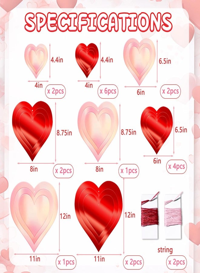 WEEPA Valentines Hanging Decorations 3D Hanging Swirls Heart Garland Ornaments for Bridal Shower Engagement Mother's Day Anniversary Party Supplies- 24 Pack - Image 2