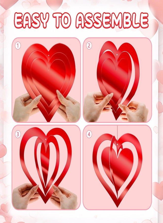WEEPA Valentines Hanging Decorations 3D Hanging Swirls Heart Garland Ornaments for Bridal Shower Engagement Mother's Day Anniversary Party Supplies- 24 Pack - Image 4