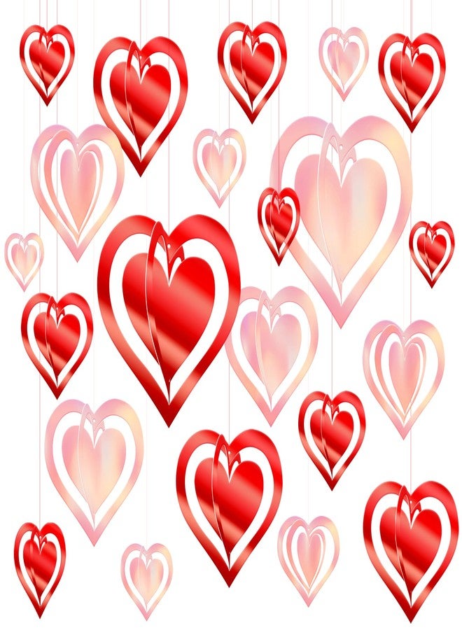 WEEPA Valentines Hanging Decorations 3D Hanging Swirls Heart Garland Ornaments for Bridal Shower Engagement Mother's Day Anniversary Party Supplies- 24 Pack - Image 1