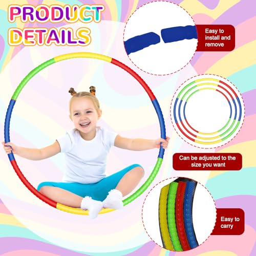 Sratte 12 Pcs Toy Hoop for Kid Detachable Adjustable Colored Hoop Exercise Ring Plastic Circle for Kid Teen Gymnastics Dog Agility Equipment Require Self AssemblyClassic Color 28 Inch - Image 5