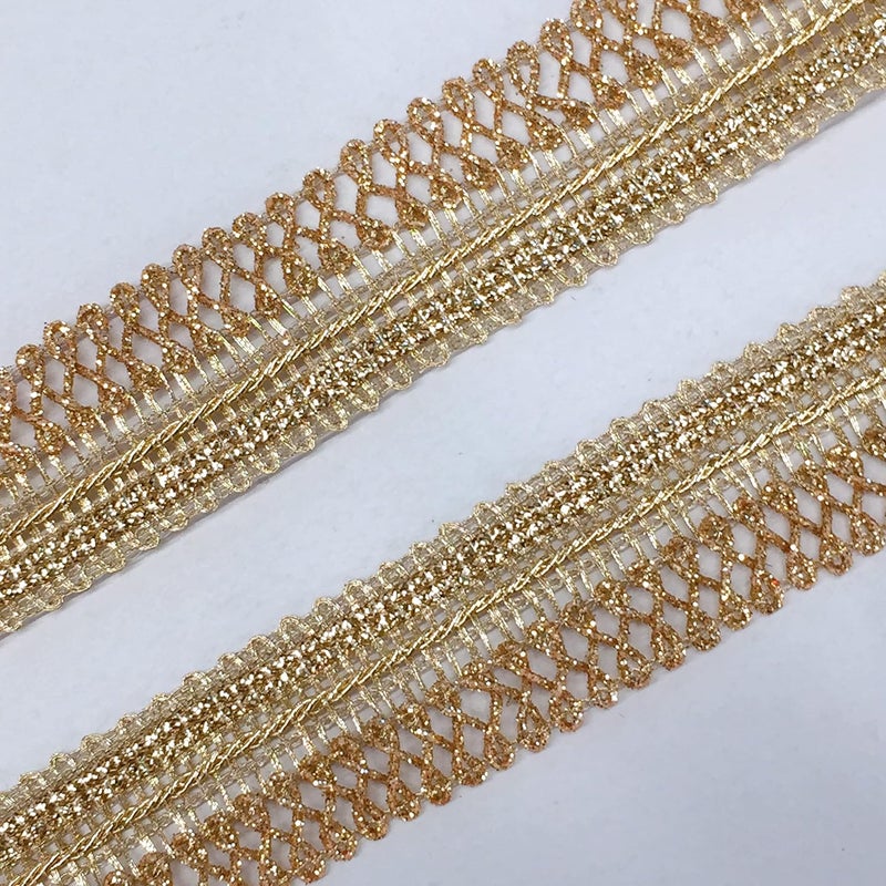 Lami شريط لامي الذهبي المتلألئ بطول 9 متر، شريط كروشيه كرواتيا، شريط زينة للفعاليات، زينة دانتيل هندية، زينة منزلية، مواد خياطة DIY - Image 3