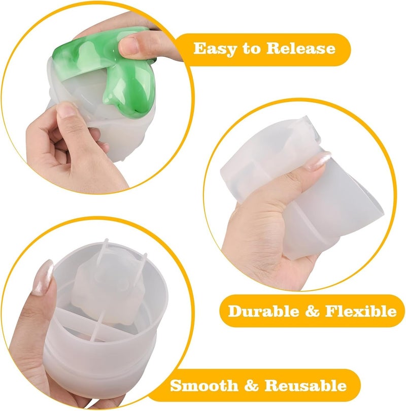 FirstTry Candle Holder Resin Mold I 3D Cartoon Ghost Shape Tealight Epoxy Deep Casting Silicone Mould I for DIY Art Craft Candlestick Jewelry Storage Box Trinket Container Home Decoration - 1 Pcs - Image 3