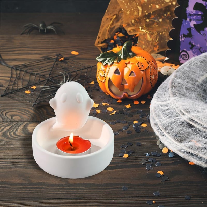 FirstTry Candle Holder Resin Mold I 3D Cartoon Ghost Shape Tealight Epoxy Deep Casting Silicone Mould I for DIY Art Craft Candlestick Jewelry Storage Box Trinket Container Home Decoration - 1 Pcs - Image 4