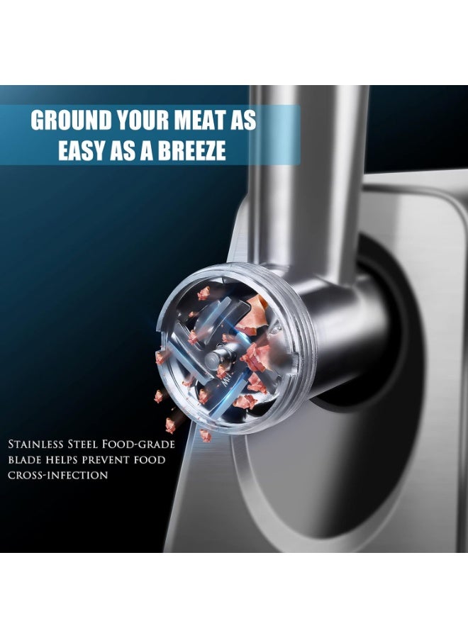 DubaiGallery Versatile 3000W electric meat grinder designed for smooth grinding results, stainless construction, three plate sizes, sausage attachments, ideal for everyday kitchen tasks, meal preparation, and making homemade burgers, kebabs, and sausages easily. - Image 3