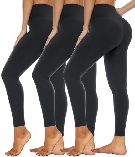 Hi Clasmix 3 Pack High Waisted Leggings for Women- Full Length Capri Black Buttery Soft Tummy Control Yoga Pants for Workout Athletic - Image 1