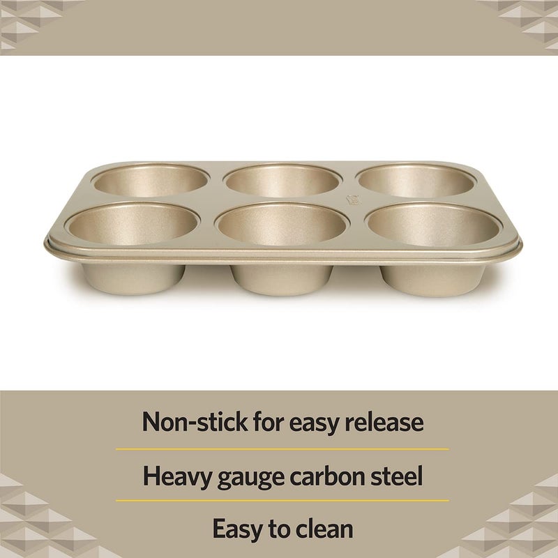 Glad Jumbo Muffin Pan Nonstick - Heavy Duty Metal Cupcake Tin with Large Baking Cups, Jumbo 6-Cup - Image 3