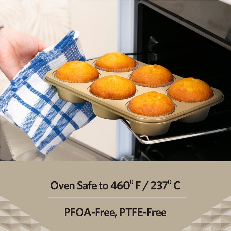 Glad Jumbo Muffin Pan Nonstick - Heavy Duty Metal Cupcake Tin with Large Baking Cups, Jumbo 6-Cup - Image 4