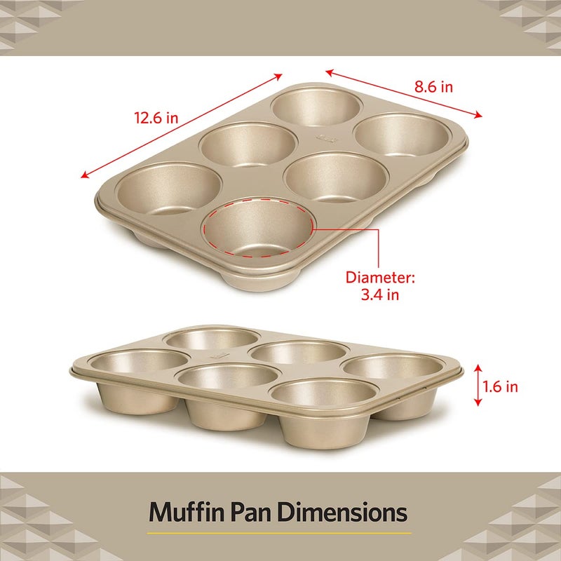 Glad Jumbo Muffin Pan Nonstick - Heavy Duty Metal Cupcake Tin with Large Baking Cups, Jumbo 6-Cup - Image 5