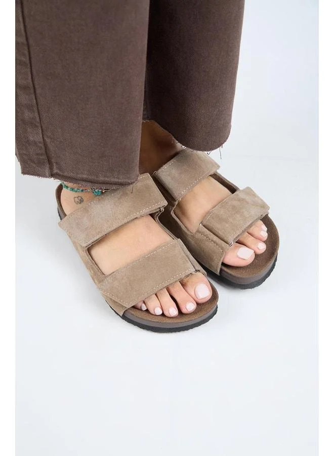 Manijero  (Vina 2) Women's Genuine Leather Double strap Beige Slippers for Women | Best Price UAE