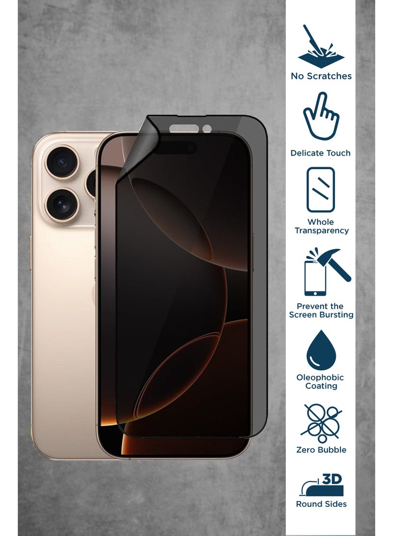 For Apple iPhone 16 Pro Max - Matte Privacy Flexible Ceramic Anti-Spy Privacy Screen Protector - Delicate Touch , Higher Transparency , Easy to Install ,Anti-scratch and Bubble-free Screen Protector - Image 2
