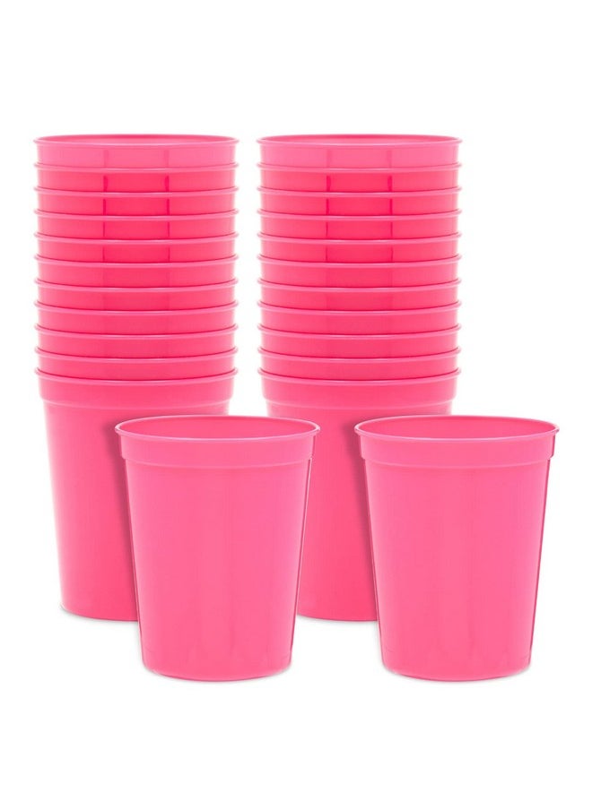 Blue Panda - 24-Pack 16-Ounce Hot Pink Plastic Stadium Cups, Bulk Reusable Tumblers For All Occasions And Celebrations - Image 1