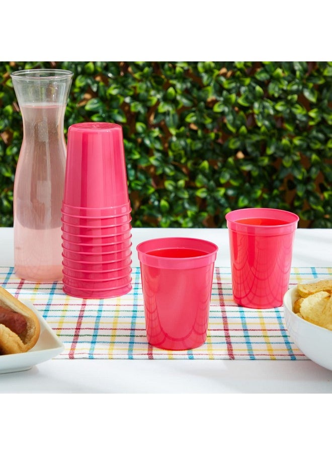 Blue Panda - 24-Pack 16-Ounce Hot Pink Plastic Stadium Cups, Bulk Reusable Tumblers For All Occasions And Celebrations - Image 1