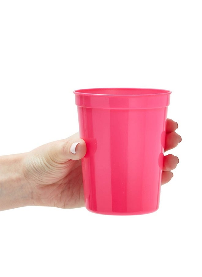Blue Panda - 24-Pack 16-Ounce Hot Pink Plastic Stadium Cups, Bulk Reusable Tumblers For All Occasions And Celebrations - Image 1