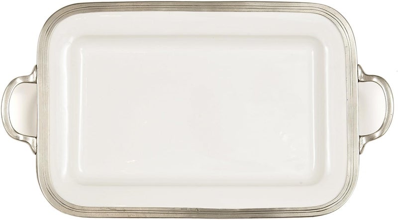 Arte Italica Arte Italica Tuscan Rectangular Tray with Handles White 