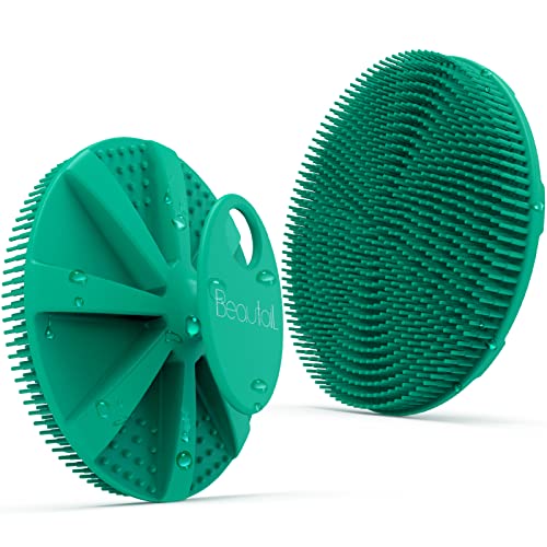 BEAUTAIL Silicone Body Scrubber Shower Bath Brush, More Hygienic Than Traditional Loofah, Lather Nicely, Long Lasting, Gentle Exfoliating For Women Men Baby Sensitive Skin, 1 Pack, Green - Image 1