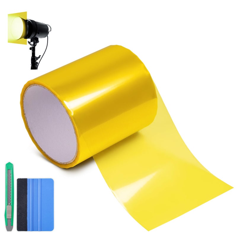 Arespark Color Transform Light Filter Film Lights Repair Tape Self Adhesive Cover Tail Fog Lights Tint Film Vinyl Wrap for Car Trucks Motos Led Lamp Home Decor4inx20ft Yellow - Image 3