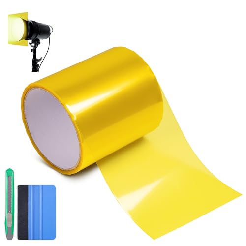 Arespark Color Transform Light Filter Film Lights Repair Tape Self Adhesive Cover Tail Fog Lights Tint Film Vinyl Wrap for Car Trucks Motos Led Lamp Home Decor4inx20ft Yellow - Image 1