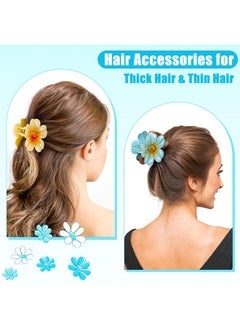 HAPTIME 4 Pack Preppy Flower Claw Clips For Women, Cute Hawaiian Summer Accessories For Thick & Thin Hair, Gifts For Teen Girls  - Image 3