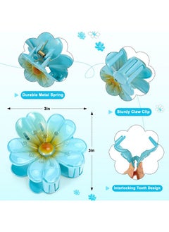 HAPTIME 4 Pack Preppy Flower Claw Clips For Women, Cute Hawaiian Summer Accessories For Thick & Thin Hair, Gifts For Teen Girls  - Image 1