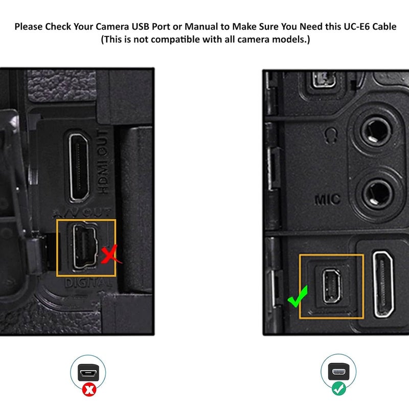ienza USB Cable Photo Transfer Charger Cord UC-E6 for Nikon D3300 D750 D5300 D7200 D3200, Coolpix B500, Select Coolpix & DSLR (Please See Product Pictures & Complete List of Compatible Nikon Models Below) - Image 5