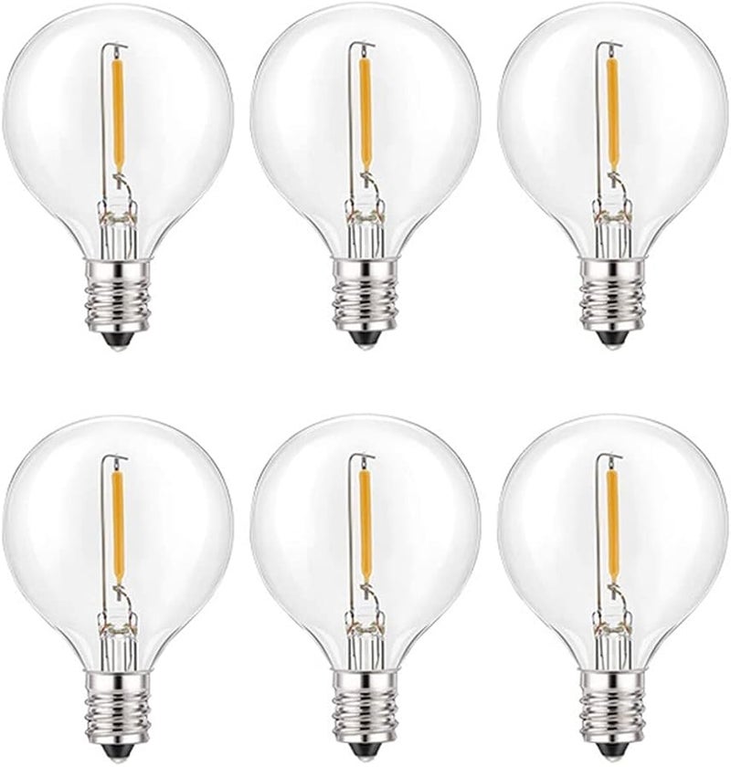 6Pcs Shatterproof G40 LED Globe Bulbs E12 Screw Base Warm White For Solar String Lights - Image 1