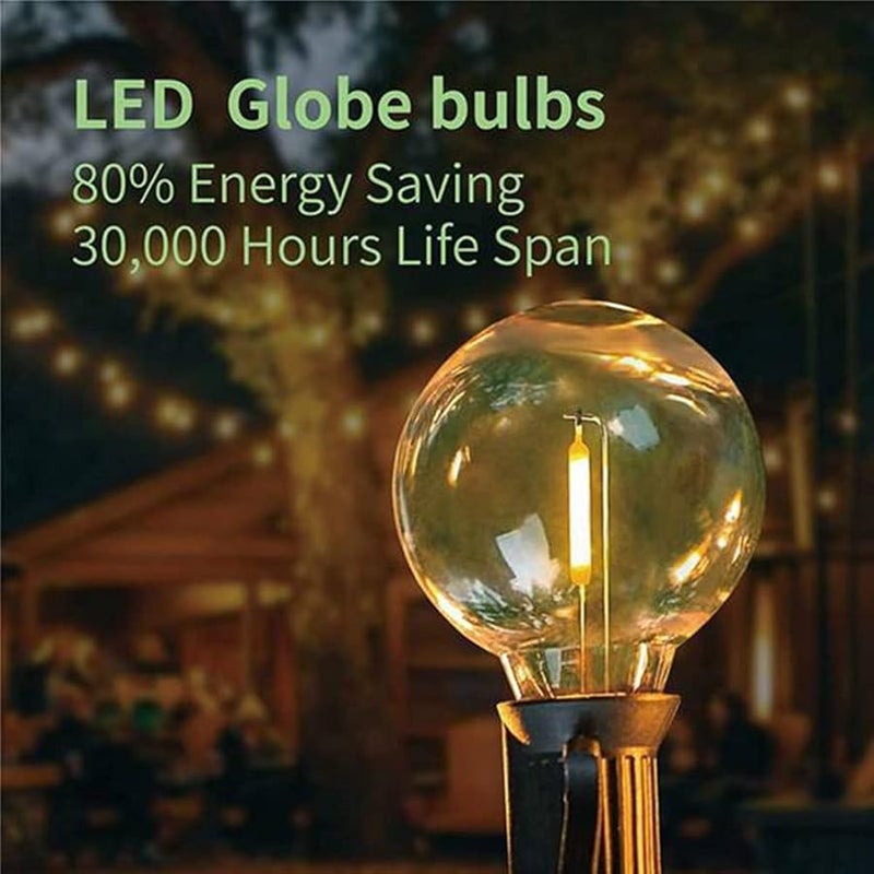 6Pcs Shatterproof G40 LED Globe Bulbs E12 Screw Base Warm White For Solar String Lights - Image 4