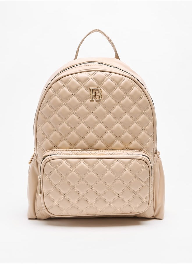Flora Bella By Shoexpress Quilted Backpack with Adjustable Straps and Zip Closure  - Image 1