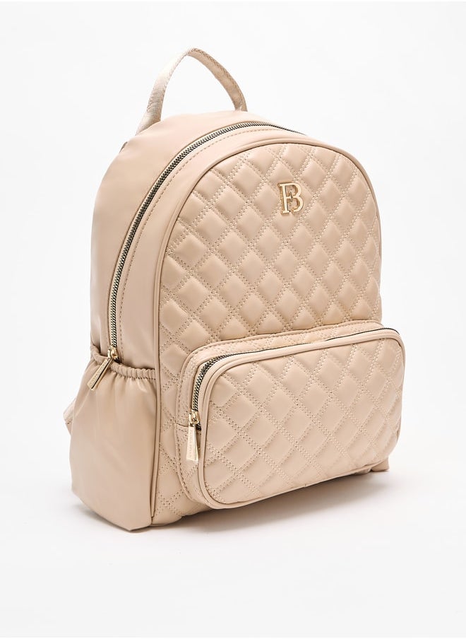 Flora Bella By Shoexpress Quilted Backpack with Adjustable Straps and Zip Closure  - Image 2