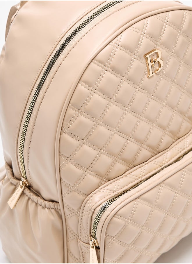 Flora Bella By Shoexpress Quilted Backpack with Adjustable Straps and Zip Closure  - Image 4