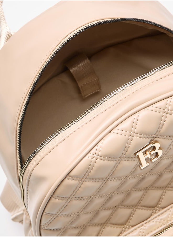 Flora Bella By Shoexpress Quilted Backpack with Adjustable Straps and Zip Closure  - Image 5