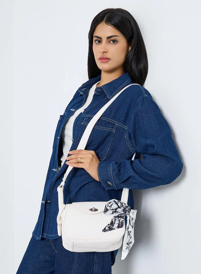 Styli Styli White Crossbody Bag with Scarf