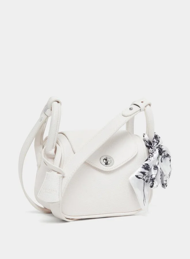 Styli Styli White Crossbody Bag with Scarf