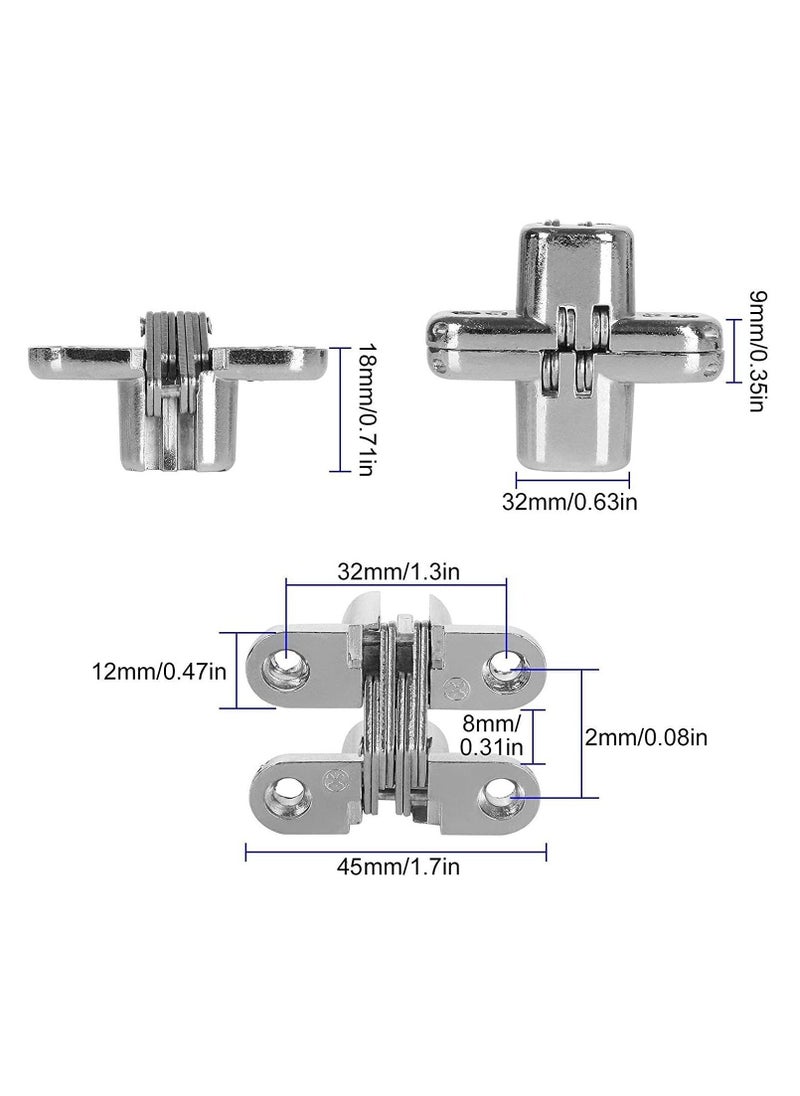 Y&D - 2 Pairs Hidden Cabinet Hinge, for Stainless Steel Invisible Door, with Screws Furniture Drawer Window, Leaf Height 1-3/4'' - Image 1