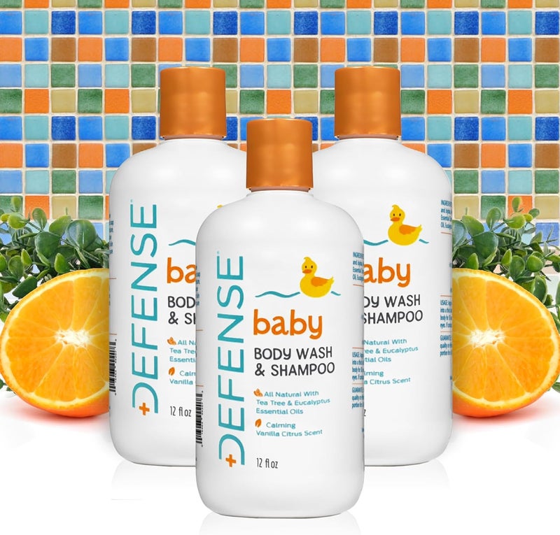 Defense Soap شامبو وغسول جسم للأطفال من ديفنس صابون مع زيت شجرة الشاي وزيت جوز الهند وزيت الأوكالبتوس وزيت الزيتون والألوة 12 أونصة سائلة - Image 3