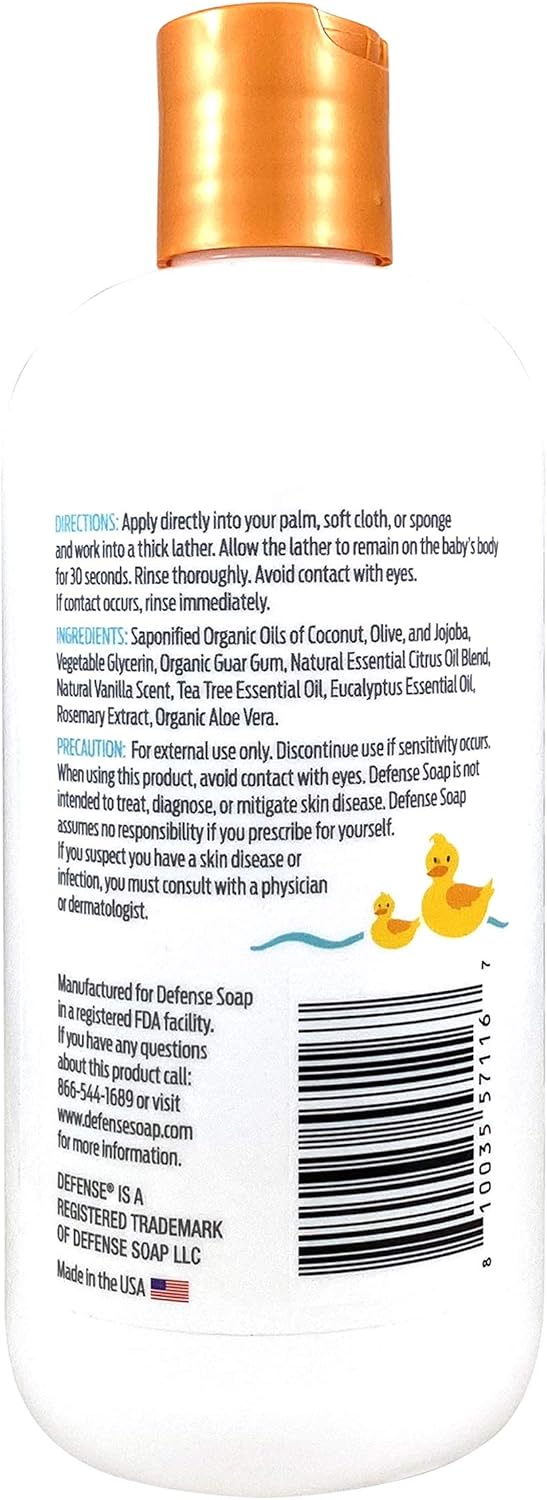 Defense Soap شامبو وغسول جسم للأطفال من ديفنس صابون مع زيت شجرة الشاي وزيت جوز الهند وزيت الأوكالبتوس وزيت الزيتون والألوة 12 أونصة سائلة - Image 5