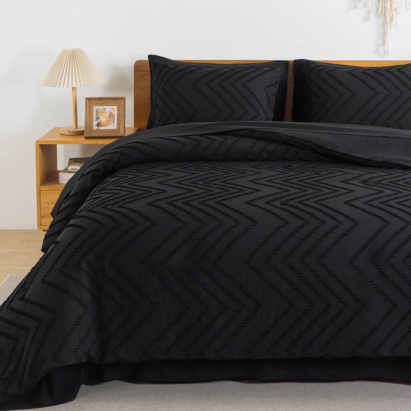 Litanika Black King Size Comforter Set with Sheets - 7 Pieces Bed in a Bag King Tufted Complete Beddding Sets with Comforter  Sheets  Pillowcases & Shams - Image 3