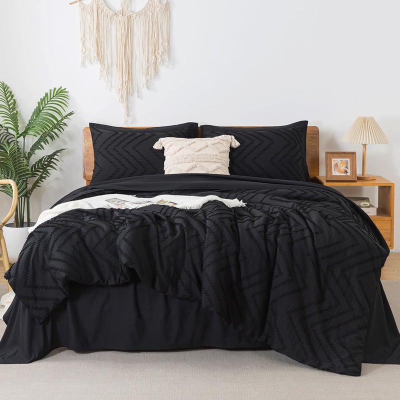 Litanika Black King Size Comforter Set with Sheets - 7 Pieces Bed in a Bag King Tufted Complete Beddding Sets with Comforter  Sheets  Pillowcases & Shams - Image 1