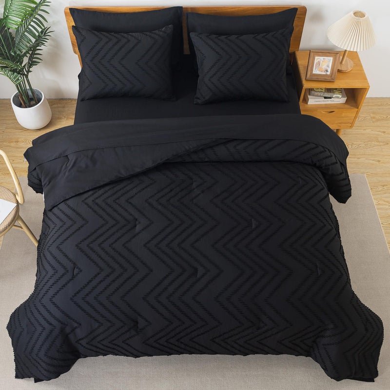 Litanika Black King Size Comforter Set with Sheets - 7 Pieces Bed in a Bag King Tufted Complete Beddding Sets with Comforter  Sheets  Pillowcases & Shams - Image 5
