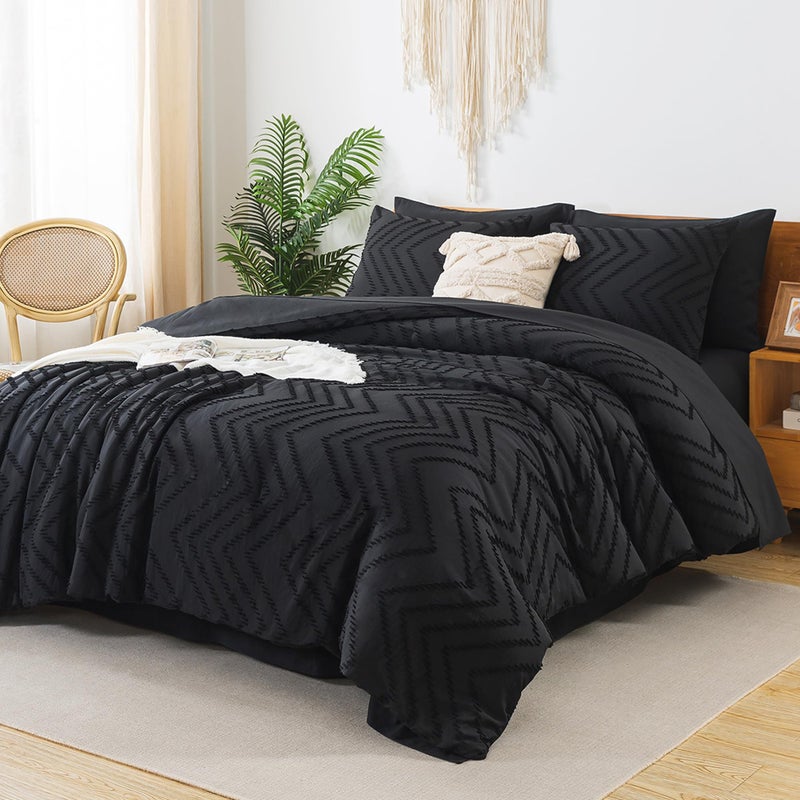 Litanika Black King Size Comforter Set with Sheets - 7 Pieces Bed in a Bag King Tufted Complete Beddding Sets with Comforter  Sheets  Pillowcases & Shams - Image 2