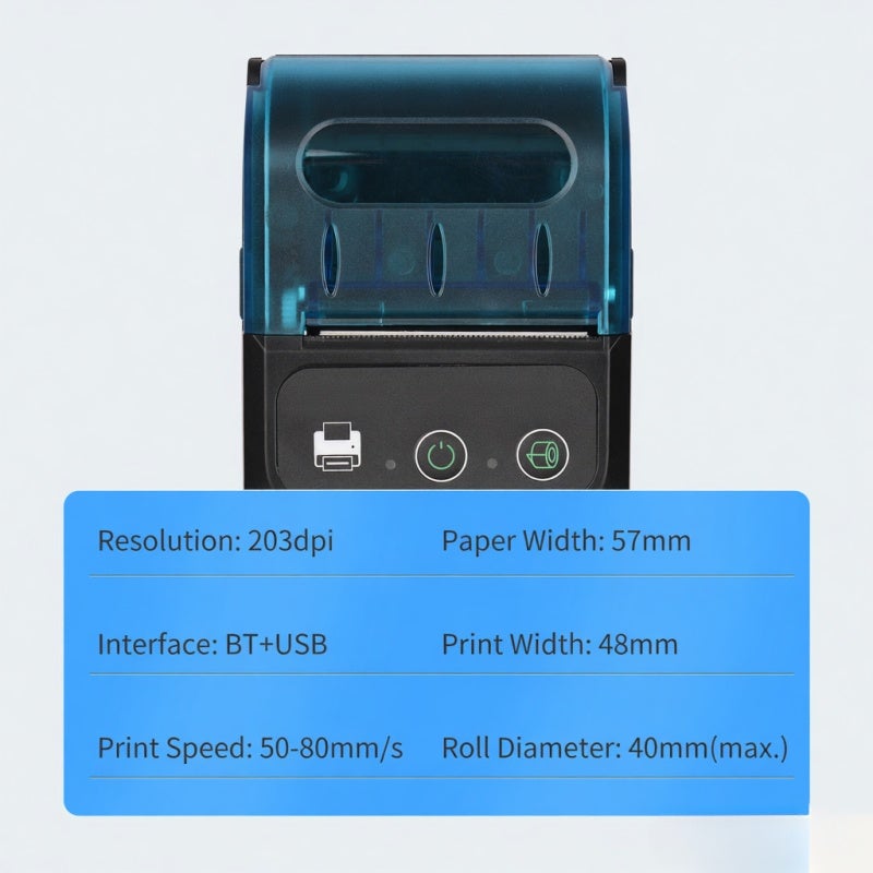 Bt Receipt Printer: 57mm Paper Width, 1500mAh Battery, Ink-free Thermal Print - Multi-system Compatible, Portable Mobile Printer for Restaurant, Shop, Outdoor On-the-go Use - Image 4