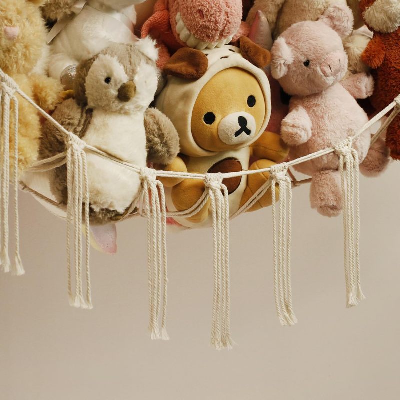 Stuffed Animal Storage Hammock: Large 41"*41"*53" Baby Pink Premium Cotton - Space Saving Cute Bohemian Decor for Kids Bedroom Nursery Playroom - Image 2