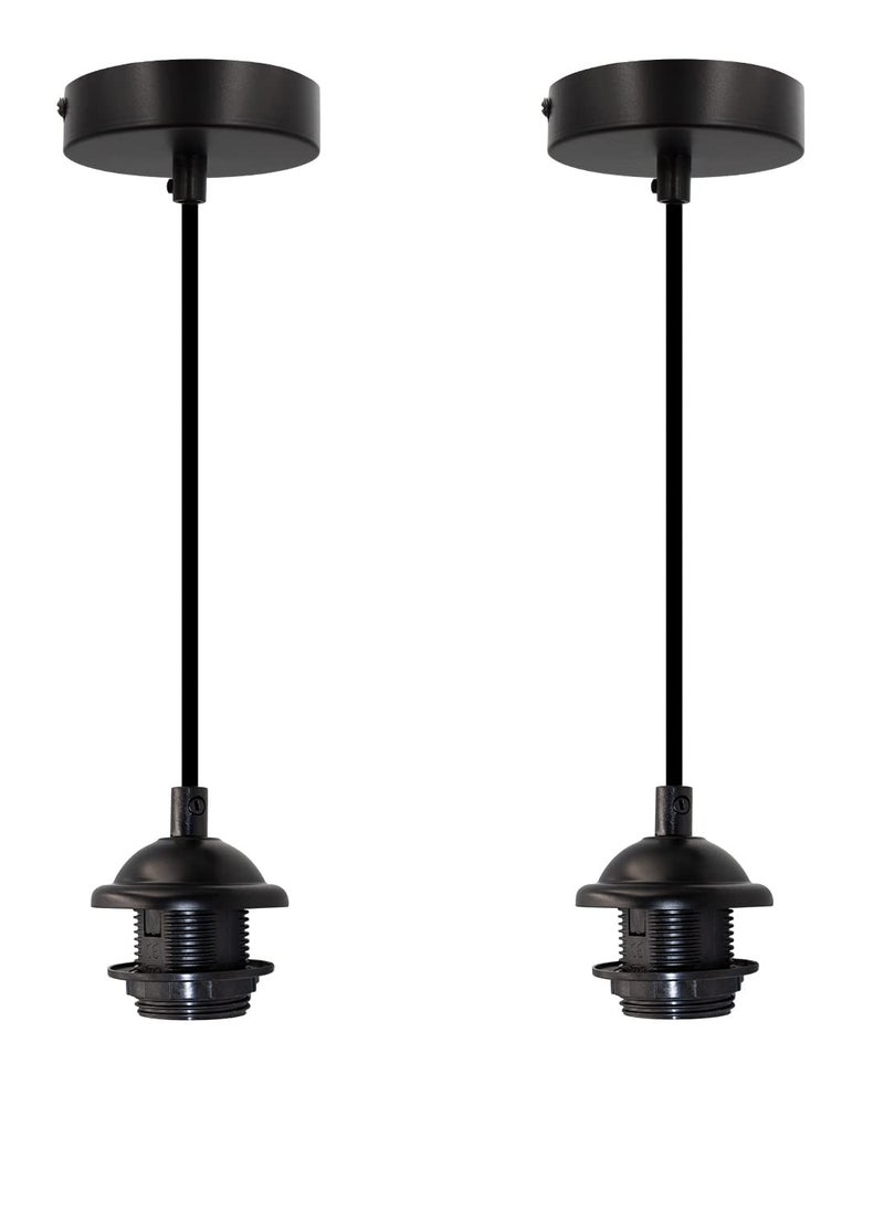 Generic Sinyaung Vintage Hanging Pendant Lights Lamp Kit 2 Pack 120CM Black DIY Mini Pendant Light Modern Pendant Ceiling Light Fixtures E27 Lamp Socket Adjustable for Shade Bedrooms Bar  - Image 1