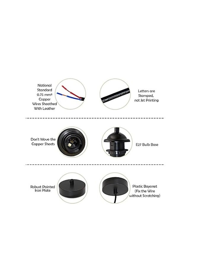 Generic Sinyaung Vintage Hanging Pendant Lights Lamp Kit 2 Pack 120CM Black DIY Mini Pendant Light Modern Pendant Ceiling Light Fixtures E27 Lamp Socket Adjustable for Shade Bedrooms Bar  - Image 3